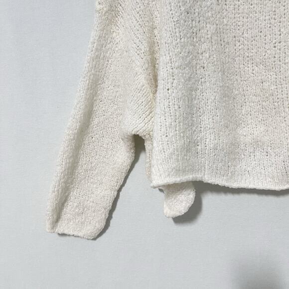 Free People Oversized Cowl Neck Sweater BFF Size M Chunky Knit White Slouchy - Picture 4 of 14
